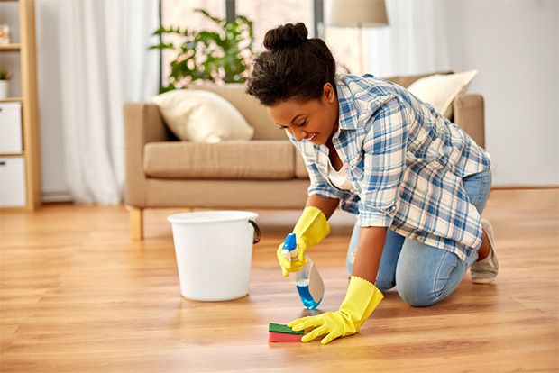 It’s important to clean one area at a time so your laminate floor doesn’t absorb too much water