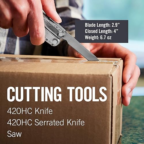 420HC Knife and 420HC Serrated Knife on the Leatherman Rebar multi tool