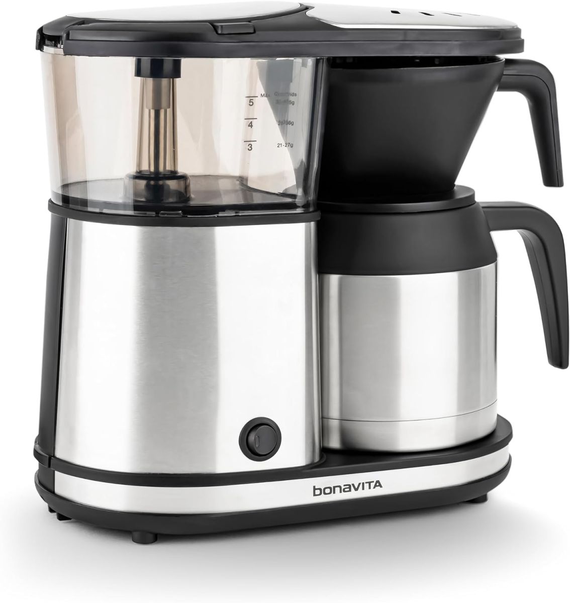 Bonavita BV1500ts features an ergonomic handle to help you grab the kettle and pour water.