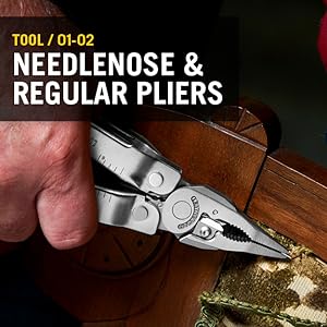Leatherman Super Tool 300 features a needlenose and regular pliers