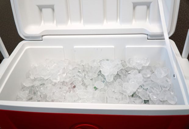 Fill the bottom of your cooler with ice