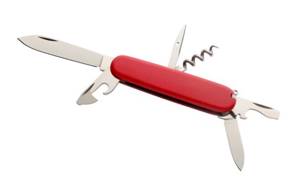 Multipurpose pocket knife with blades opened