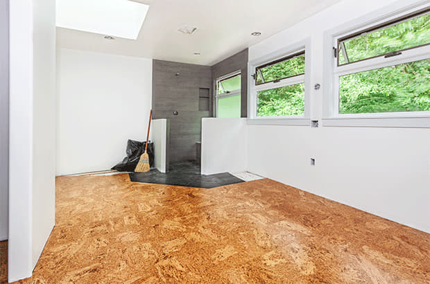 Cork tile floor