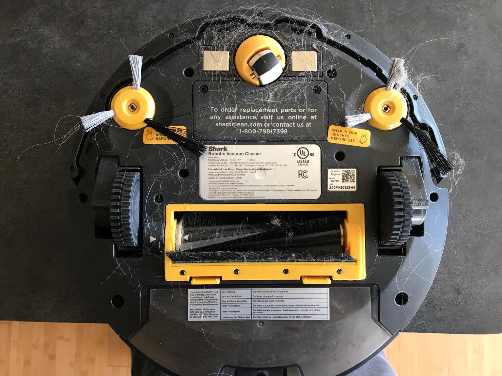 Clean the bottom of the Shark ION Robot