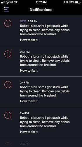 Shark ION Robot error notifications