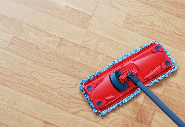 Go over the floor using the clean mop 