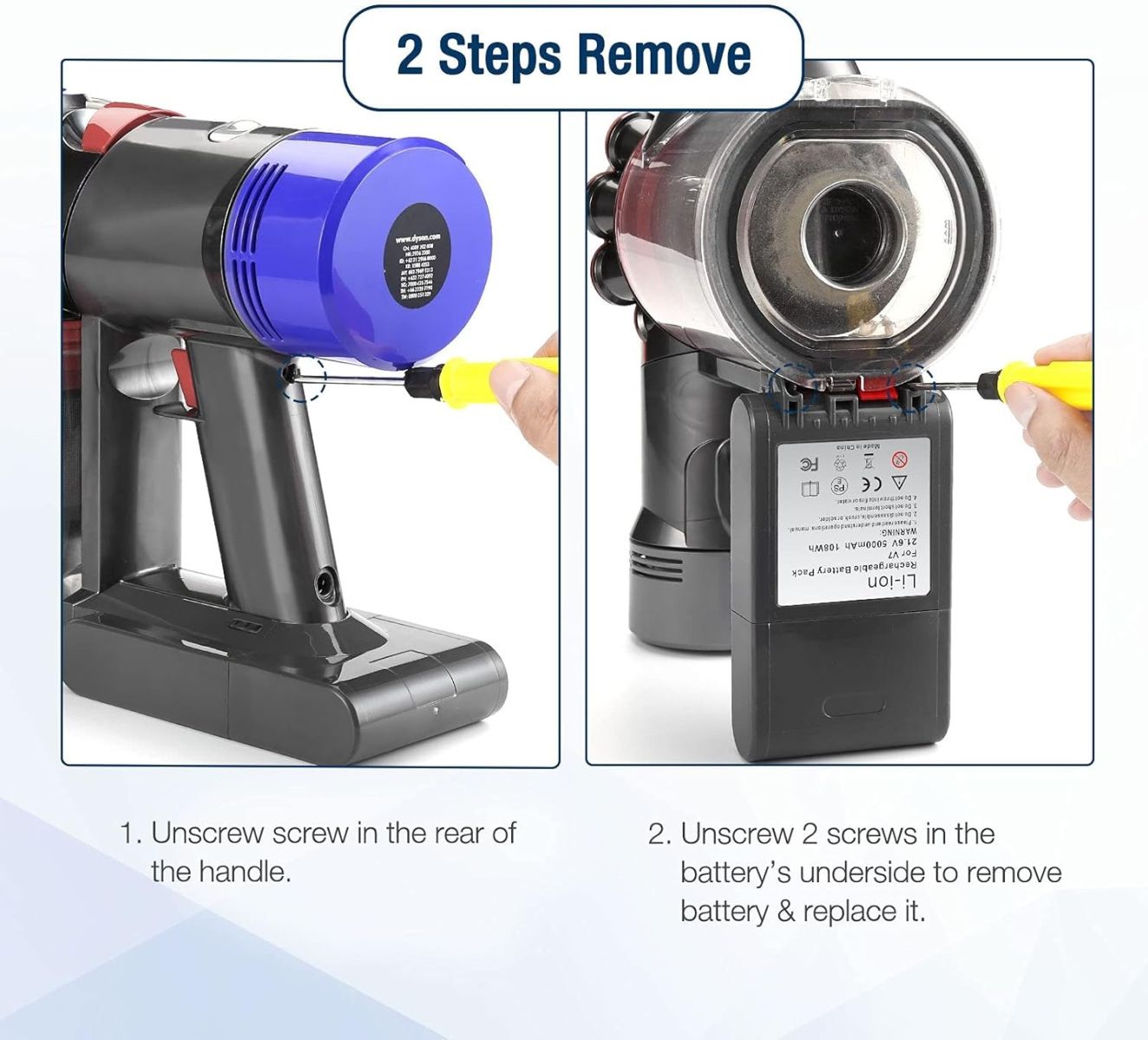How to remove the battery from Dyson vacuums