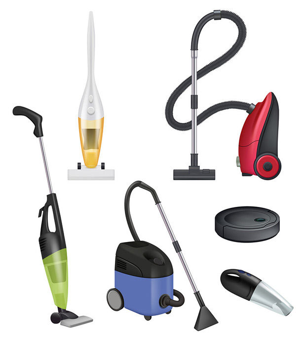 Carpet cleaner vector realistic items sanitation rooms