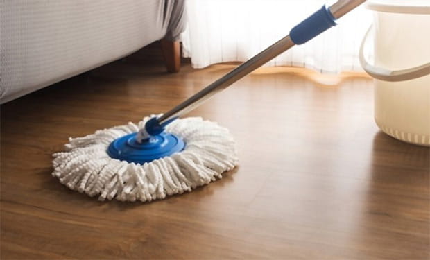 mop cleaning on wooden floor