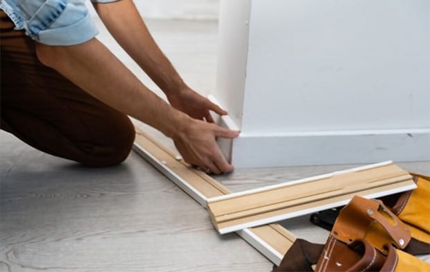 You should remove the baseboard before doing any replacement project