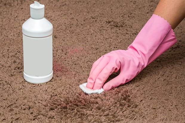 You need to be patient when cleaning dried nail polish stains on the carpet 